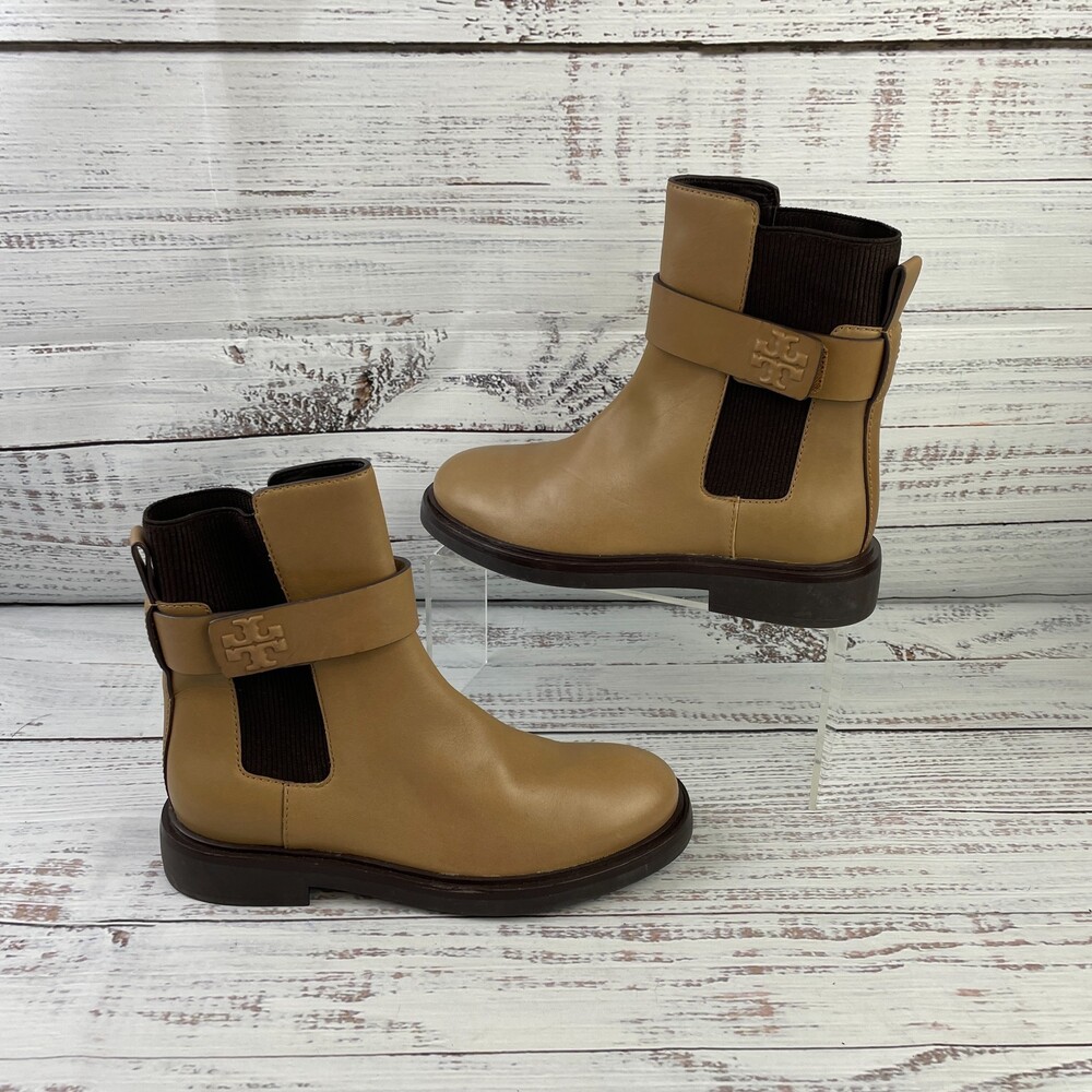 Tory Burch Double T Chelsea Women's 6 US M Ankle Boots Tan/Black